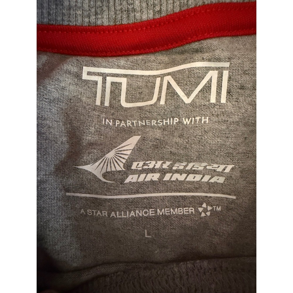 Tumi Air India Mens Loungewear Set Gray T-Shirt Joggers Pouch Size Large - Picture 7 of 10